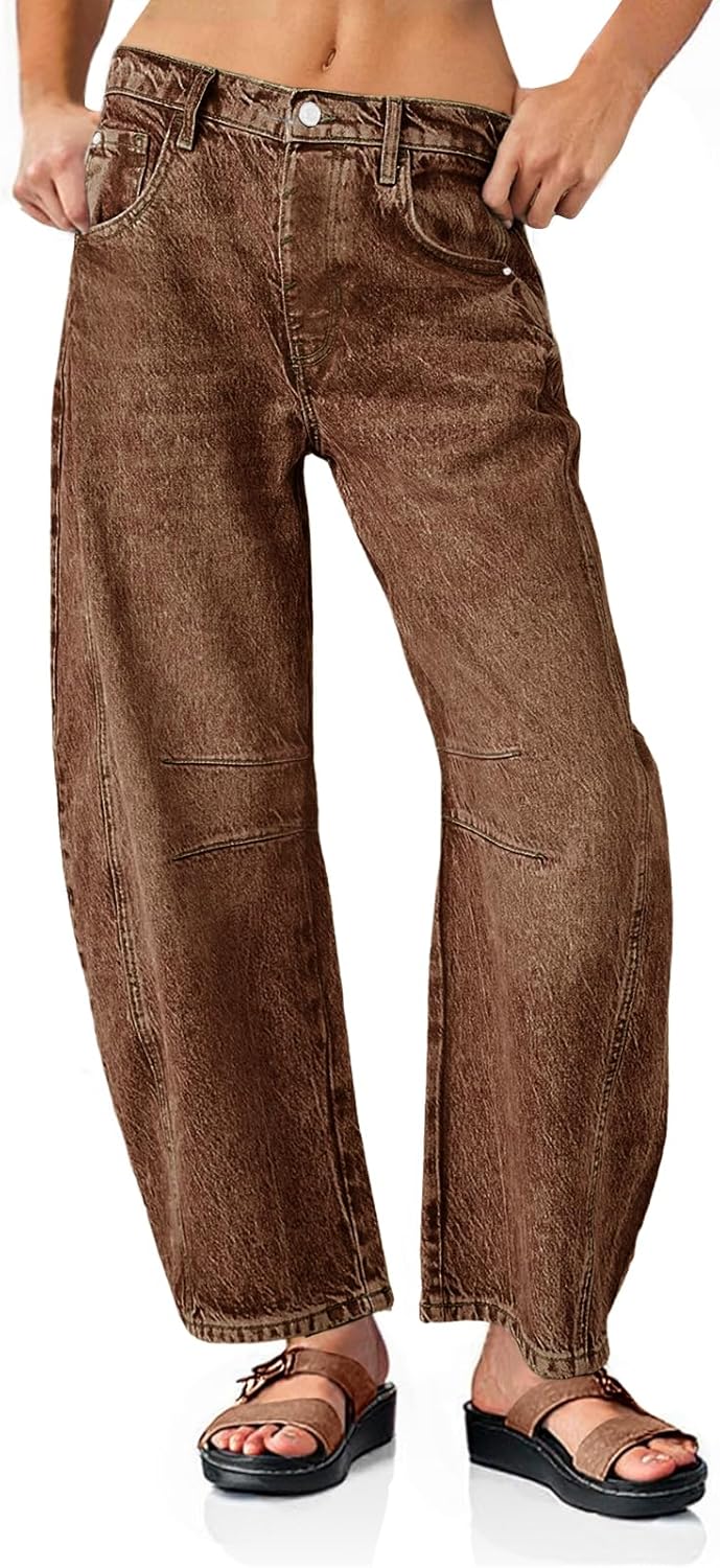 Baggy Boyfriend Jeans for Women - Vintage Wide Leg Denim Pants