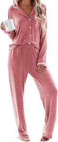 Ekouaer Women's Pajama Set Long Sleeve Button Down - Soft Lounge Shoes