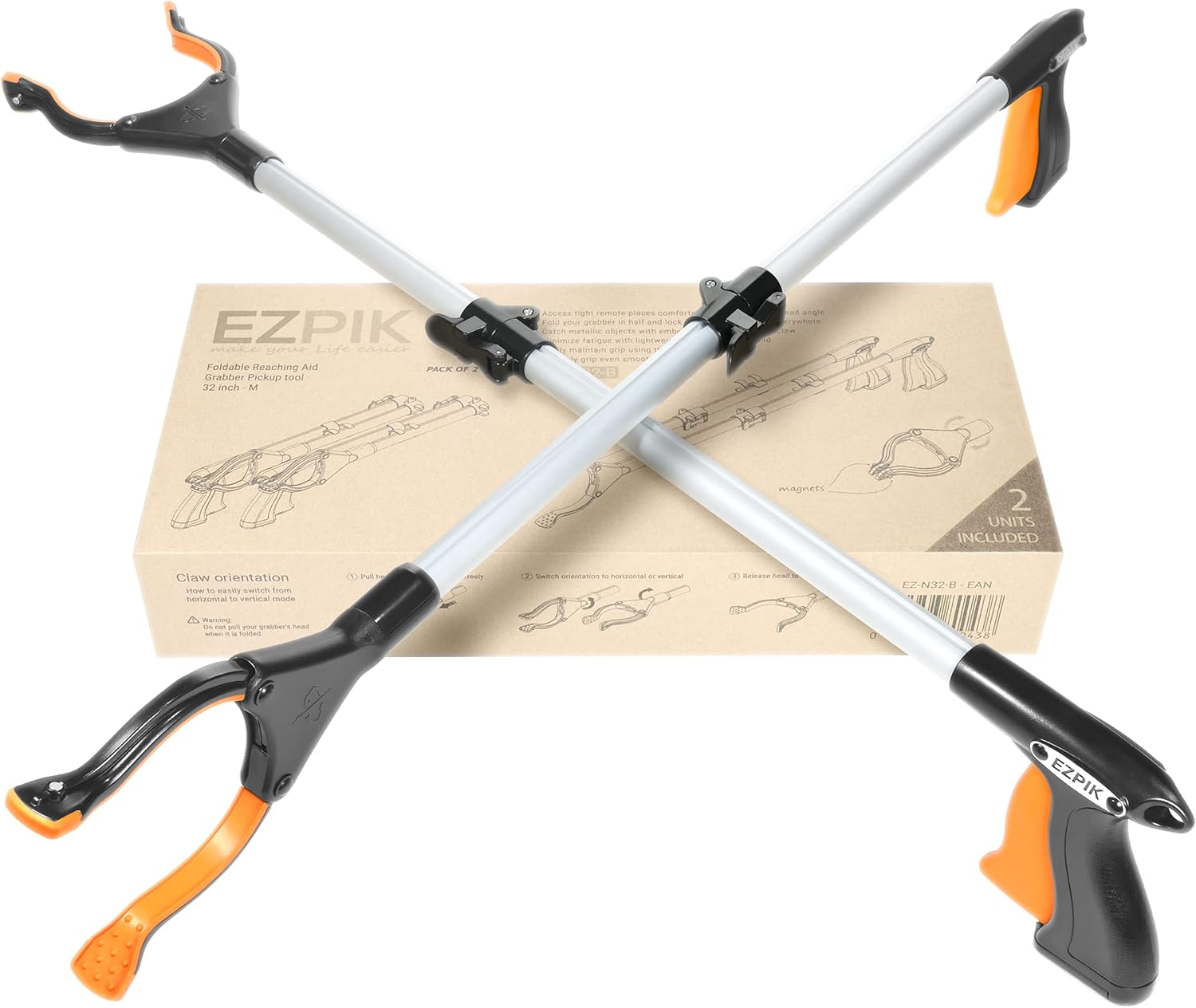EZPIK Grip Aid Tool Grabber Reacher for Seniors - 32in
