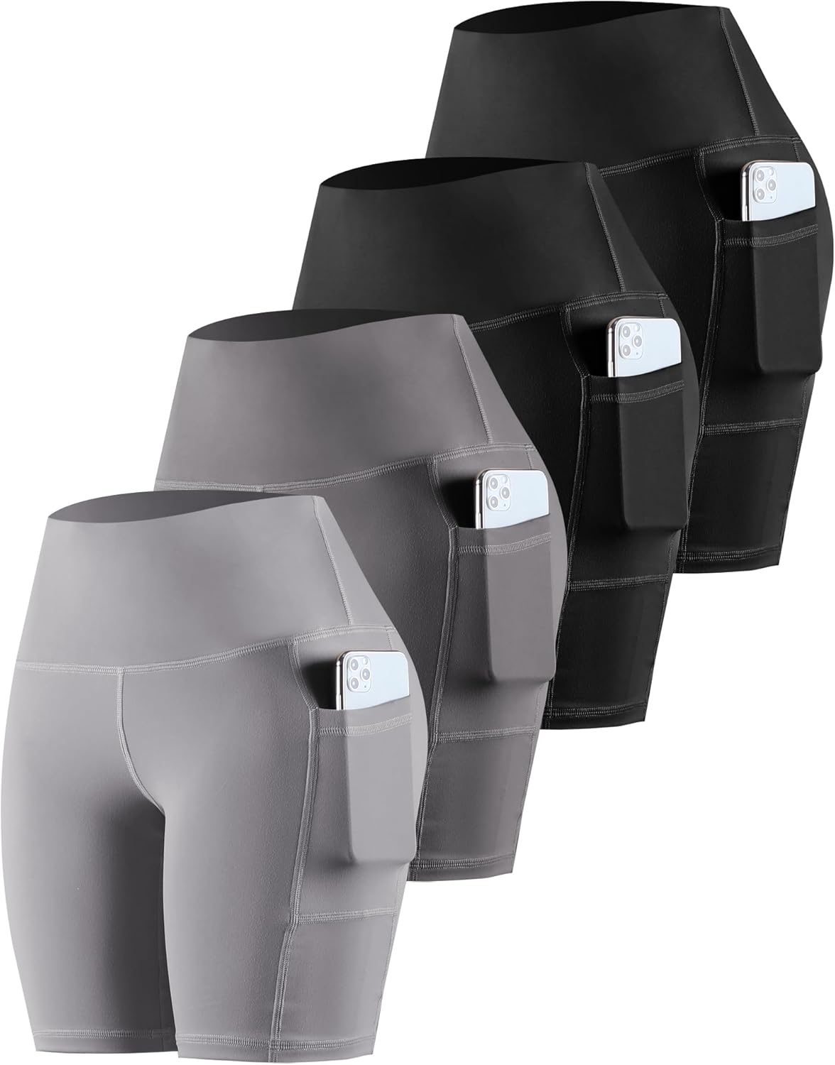 High Waisted Biker Yoga Shorts with Pockets for Women