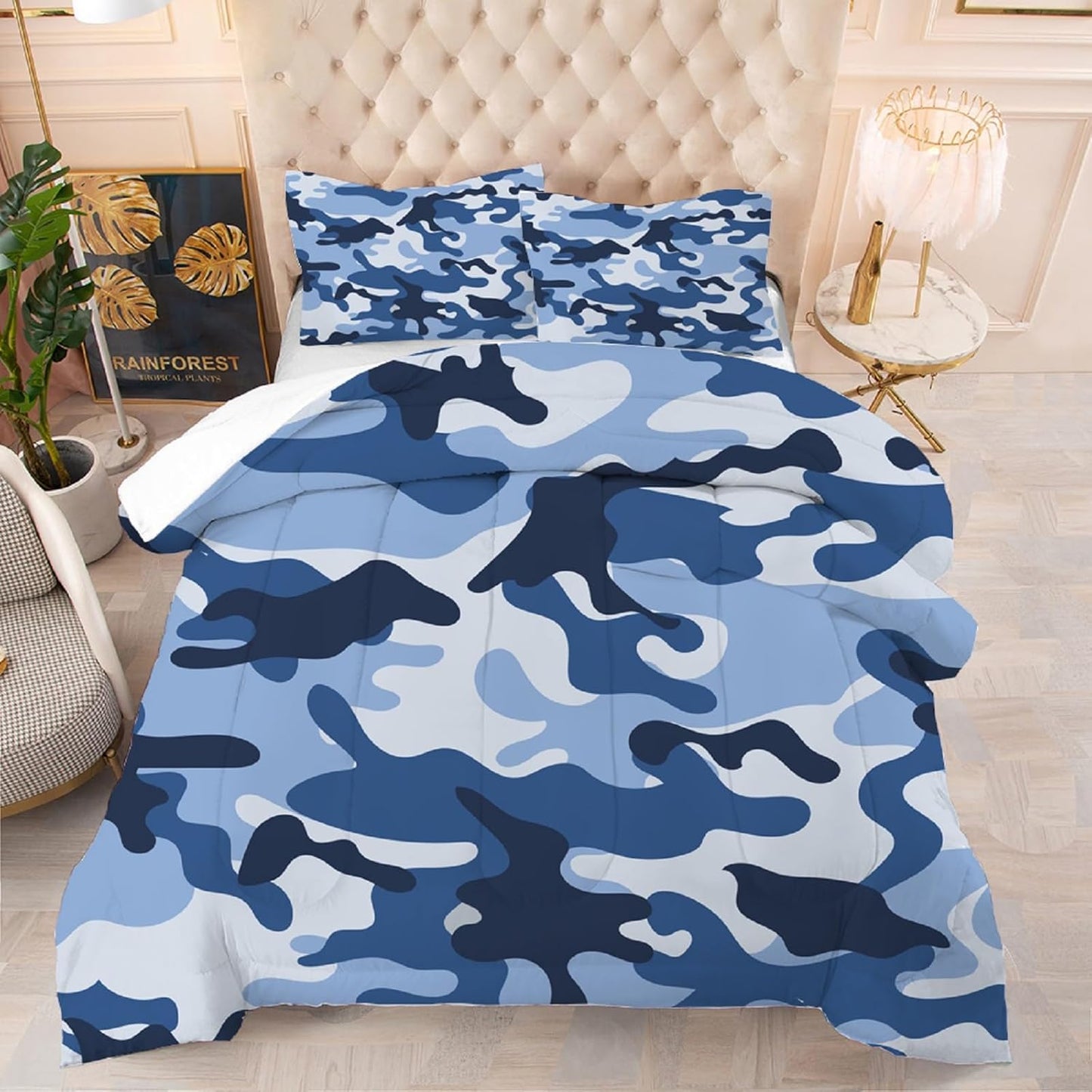 Blue Camo Comforter Set for Boys - Soft All Seasons Bedding