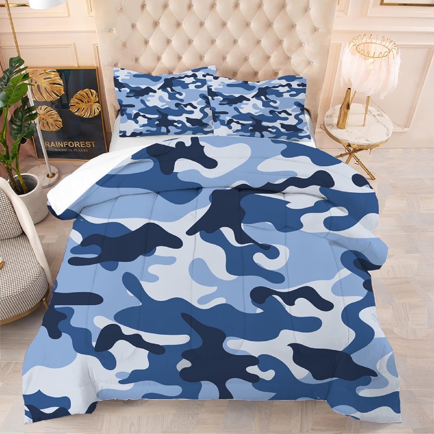 Blue Camo Comforter Set for Boys - Soft All Seasons Bedding
