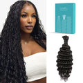 Boho Human Hair for Braiding - Jet Black Deep Wave 22 Inch