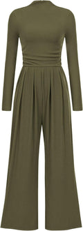 PRETTYGARDEN Jumpsuits For Women - Dressy Fall Mock Neck Romper
