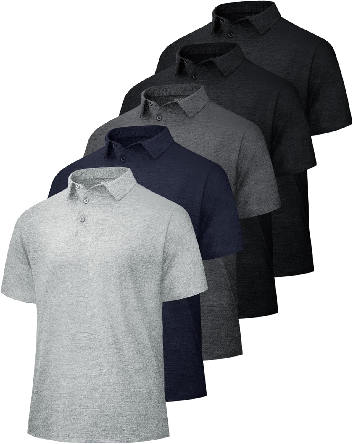 5 Pack Polo Shirts for Men - Quick Dry Performance Golf Wear