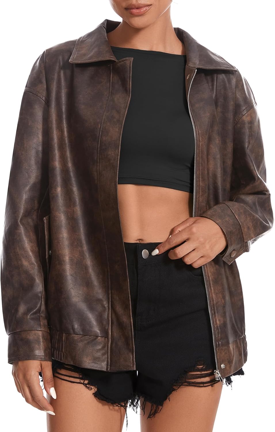 Casly Lamiit Women's Faux Leather Jacket for Trendy Outfits
