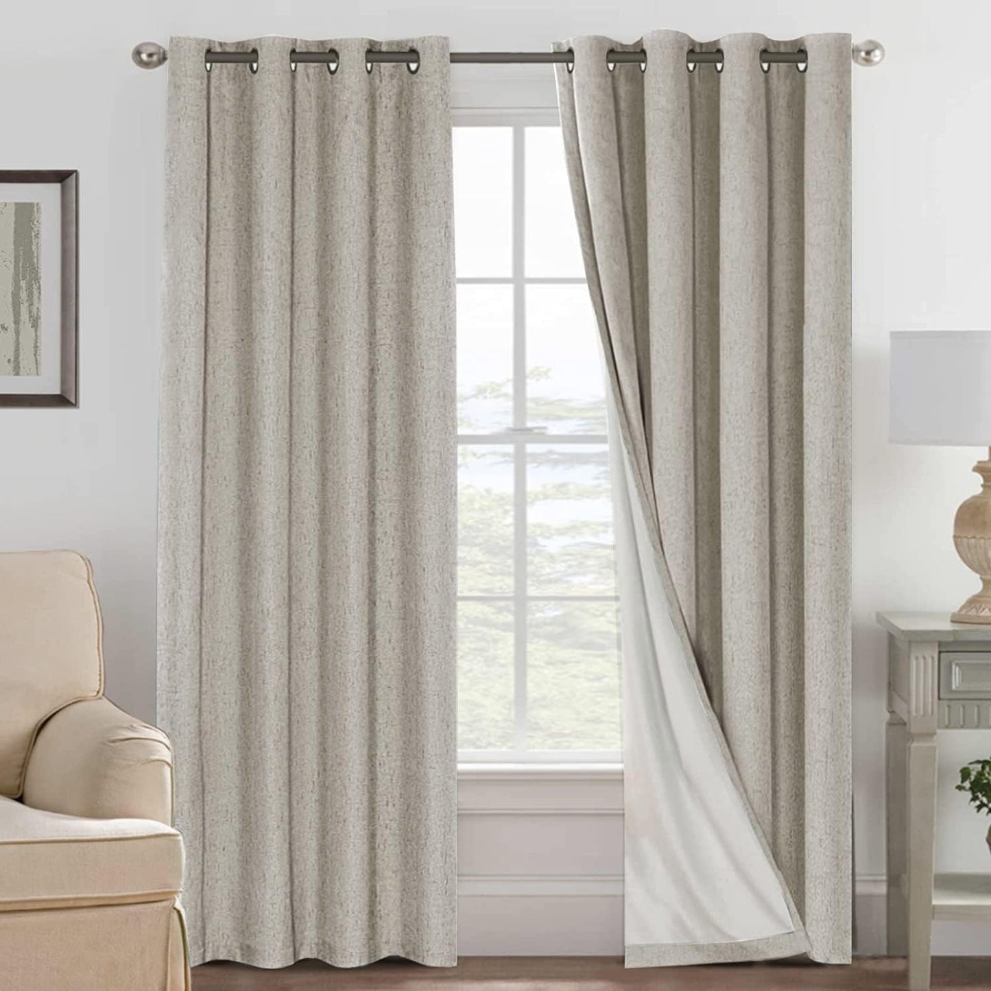 H.VERSAILTEX Linen Blackout Curtains for Total Light Control