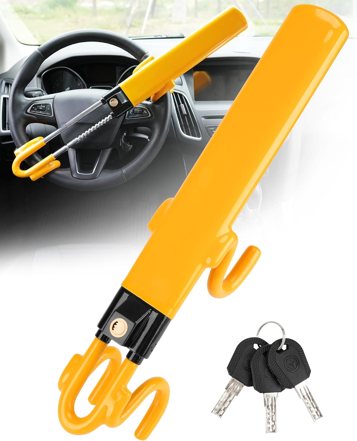 Tevlaphee Steering Wheel Lock - Heavy Duty Antitheft Device