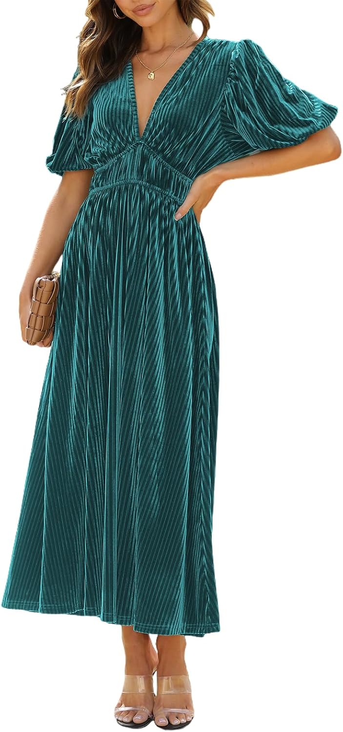 Women's Velvet Maxi Dress for Wedding Guests - Elegant Style