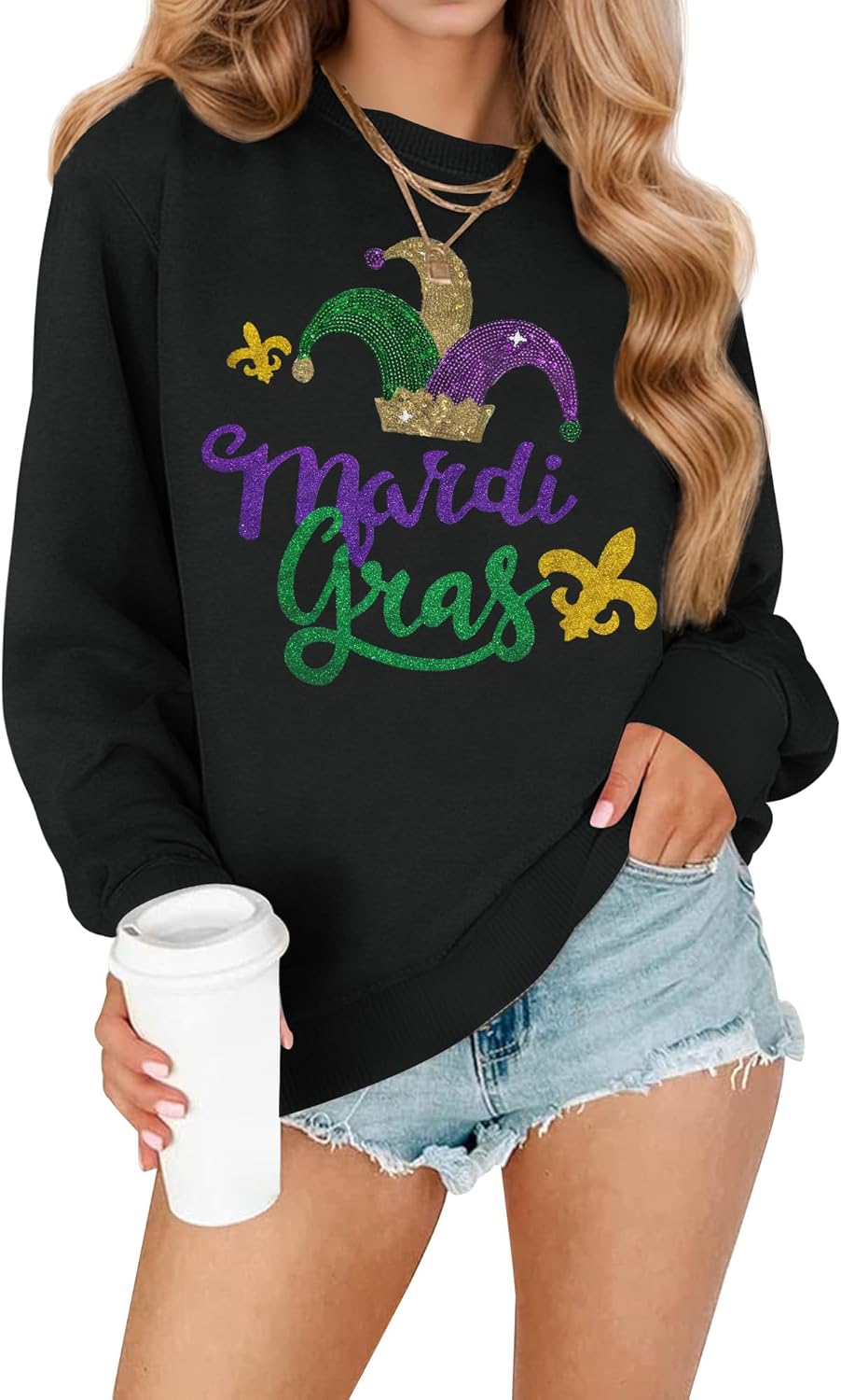 Sequin Sparkle Mardi Gras Sweatshirt