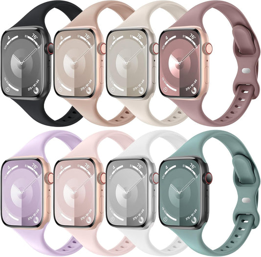 Ultra Soft Silicone Apple Watch Bands: 8 Pack