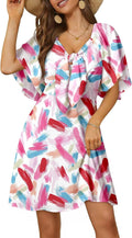 Dokotoo mini dress for women featuring elegant bow tie and v neck