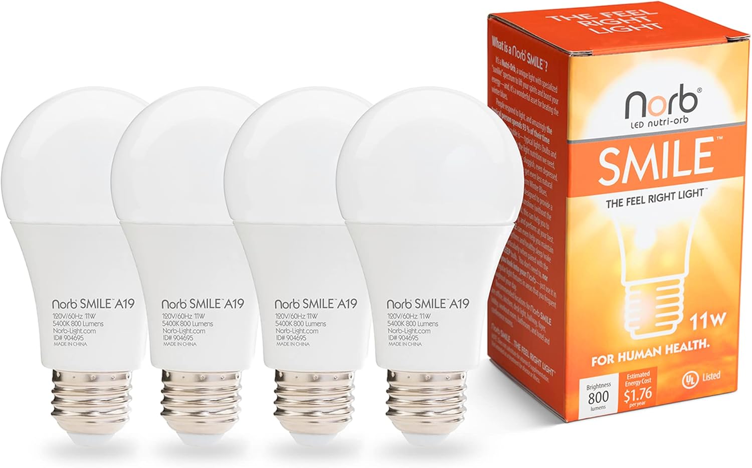 NorbSMILE Full-Spectrum LED Light Bulb for Mood & Energy Boost