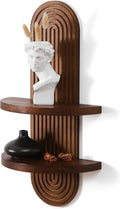 Modern Wall Shelf with Arched Wood Design - Mid-Century Double