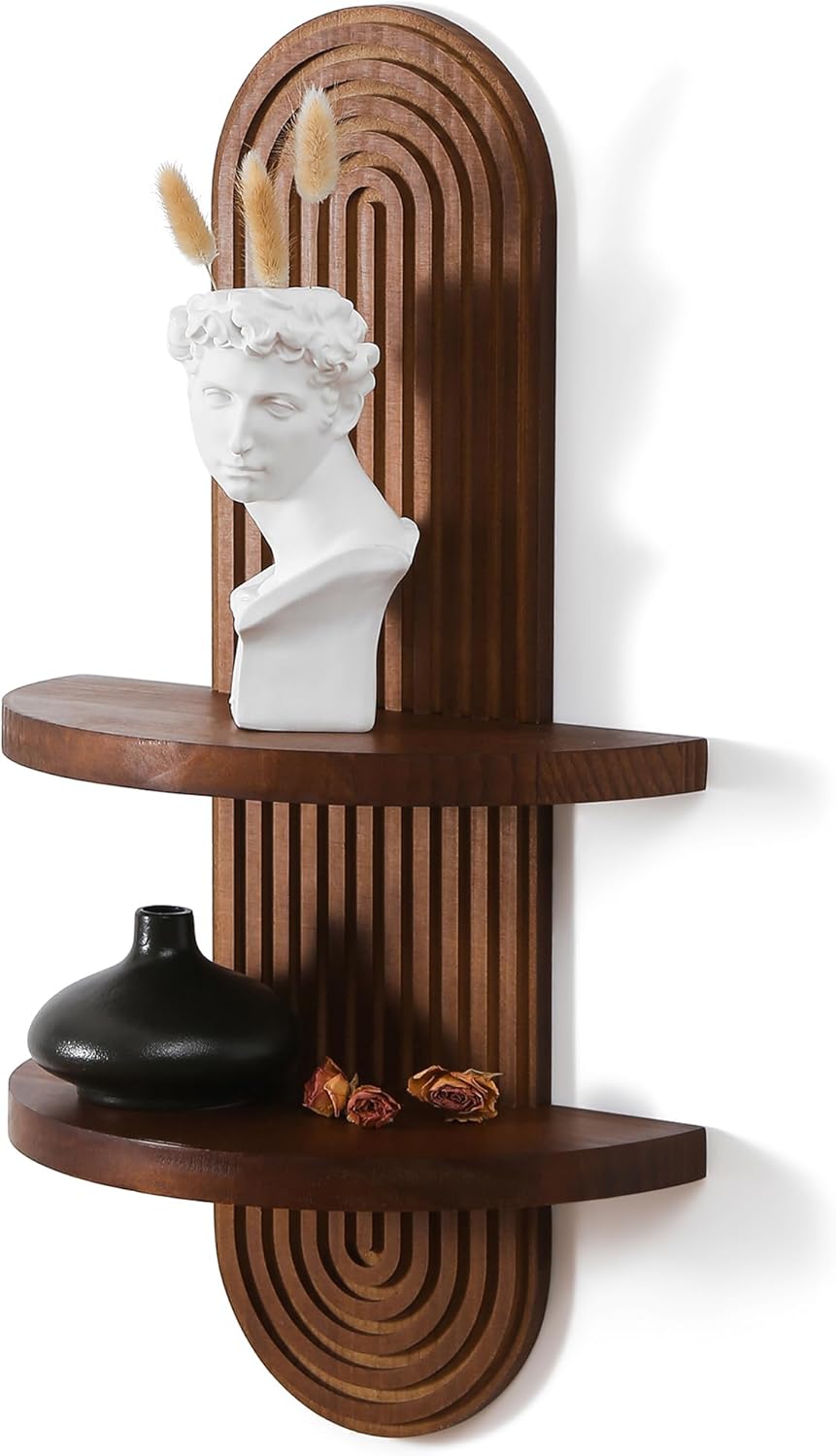 Modern Wall Shelf with Arched Wood Design for Indoor Decor