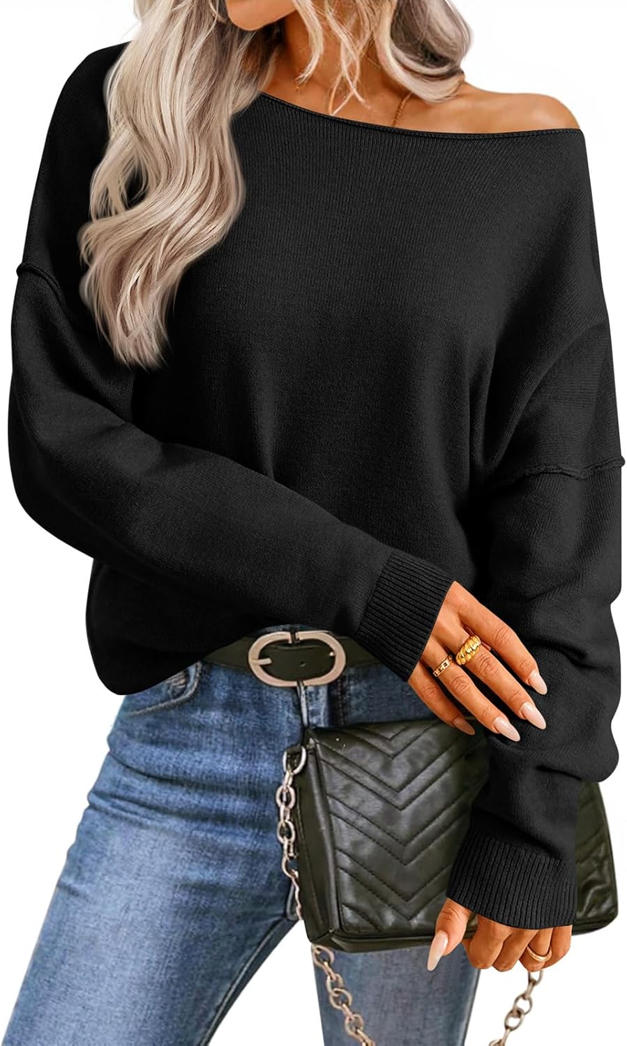 Saodimallsu Womens Off The Shoulder Sweater for Trendy Style