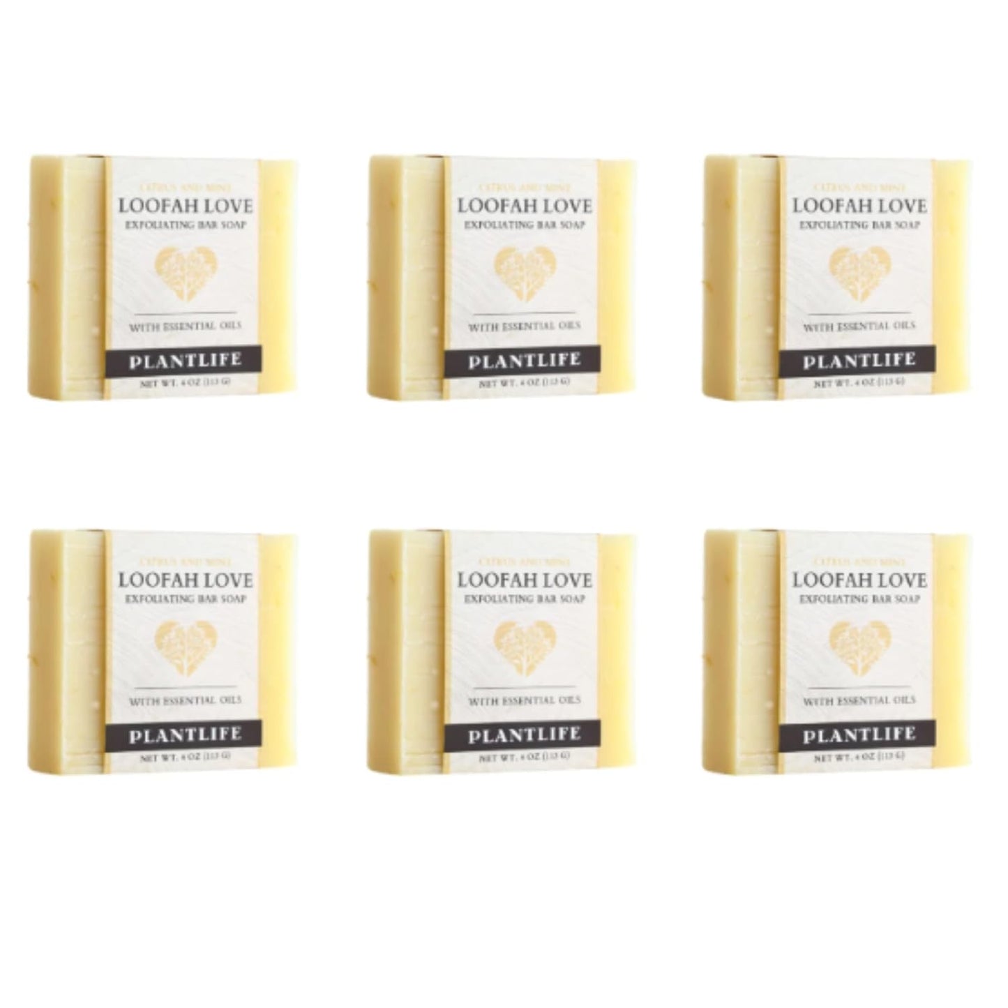 Loofah Love Bar Soap 6 Pack - Moisturizing and Soothing Cleanser