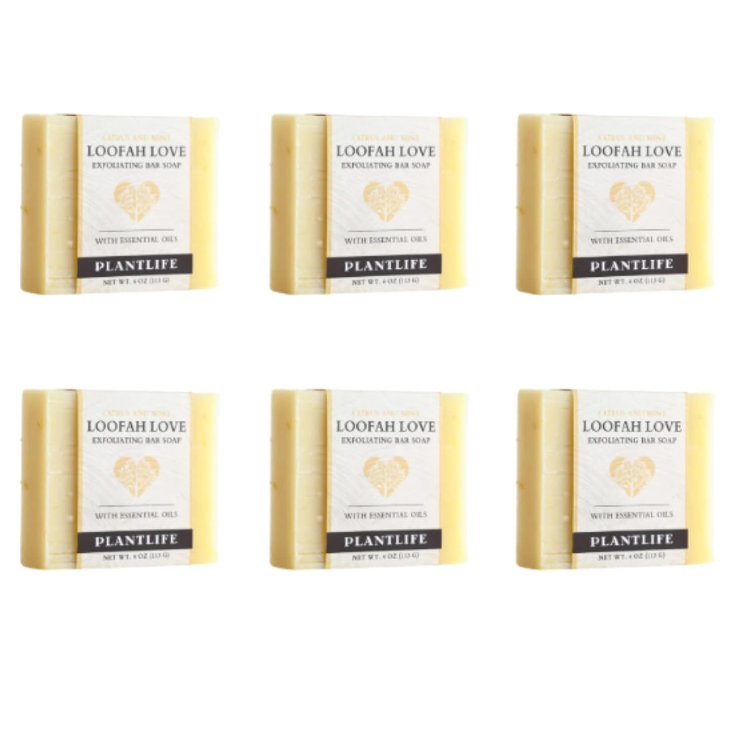 Loofah Love Bar Soap 6 Pack - Moisturizing and Soothing Cleanser