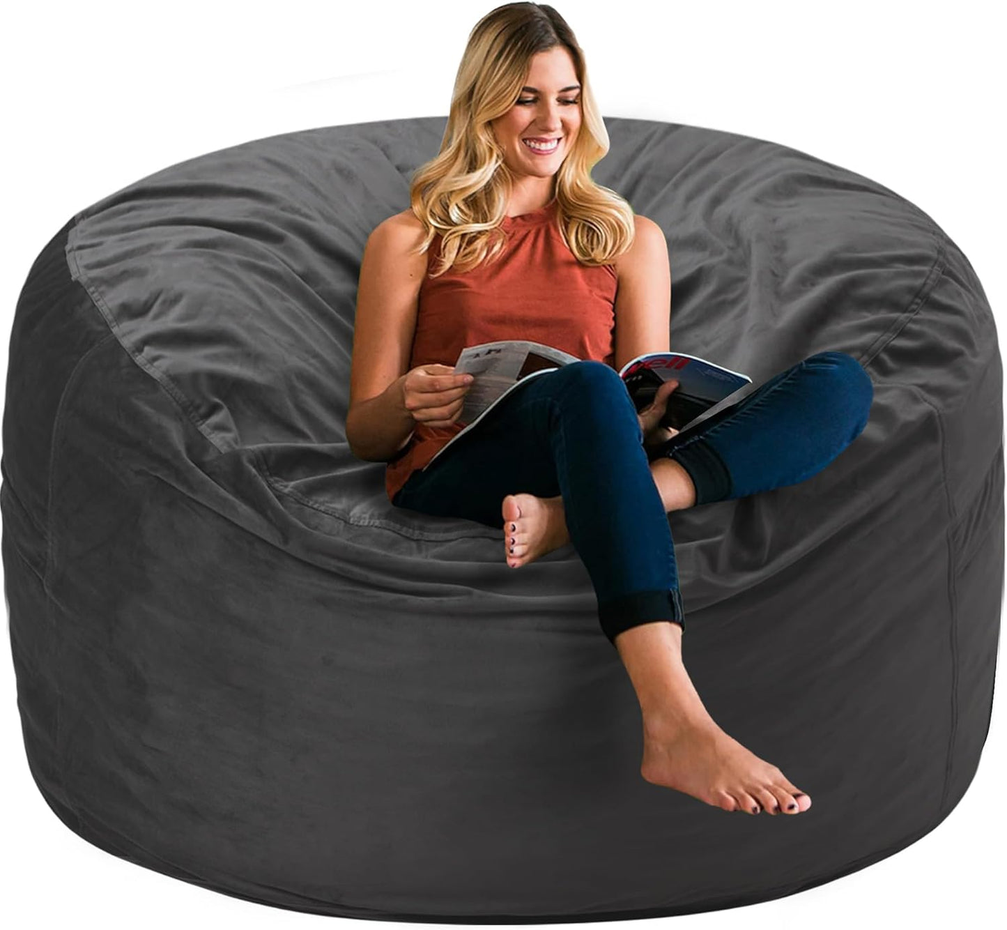 Ultra Soft Memory Foam Bean Bag Chair - Plush Grey Sofa