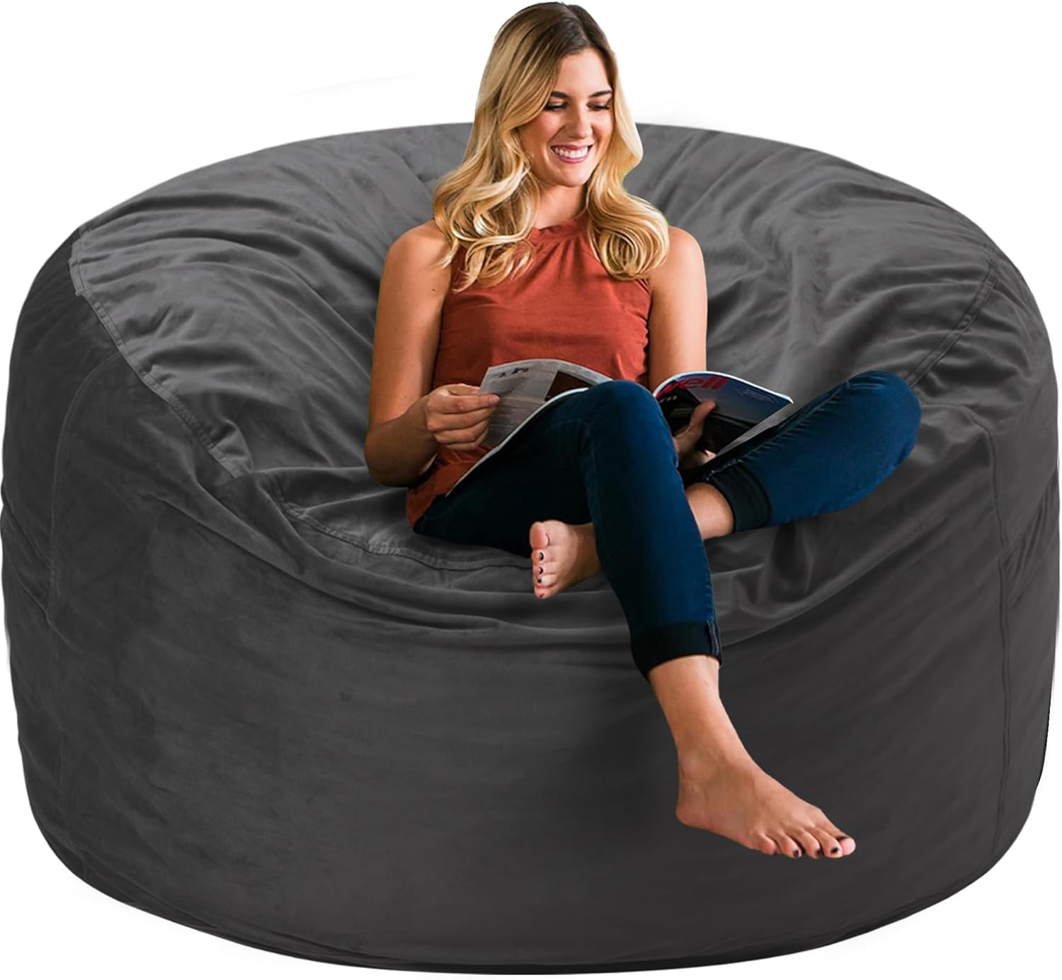 Ultra Soft Memory Foam Bean Bag Chair - Plush Grey Sofa