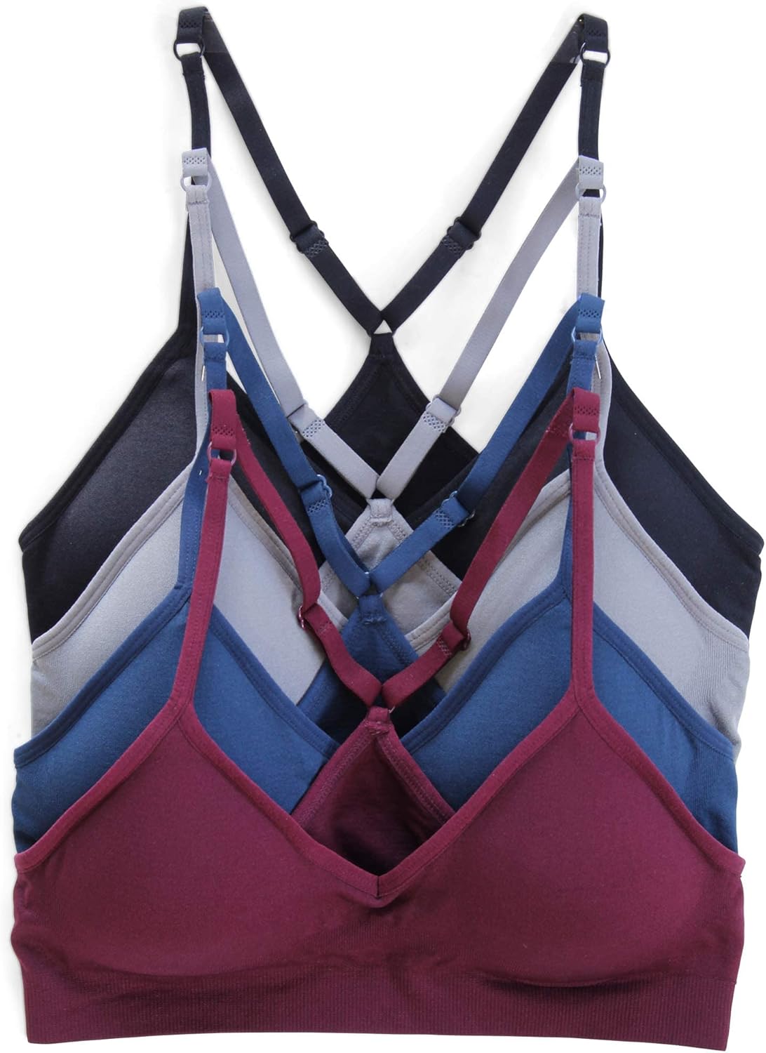 Kalon Womens 4 Pack Racerback Sports Bralette for Comfort