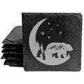 Mystic Moon and Stars Slate Coasters - Set of 6 - Rustic Table