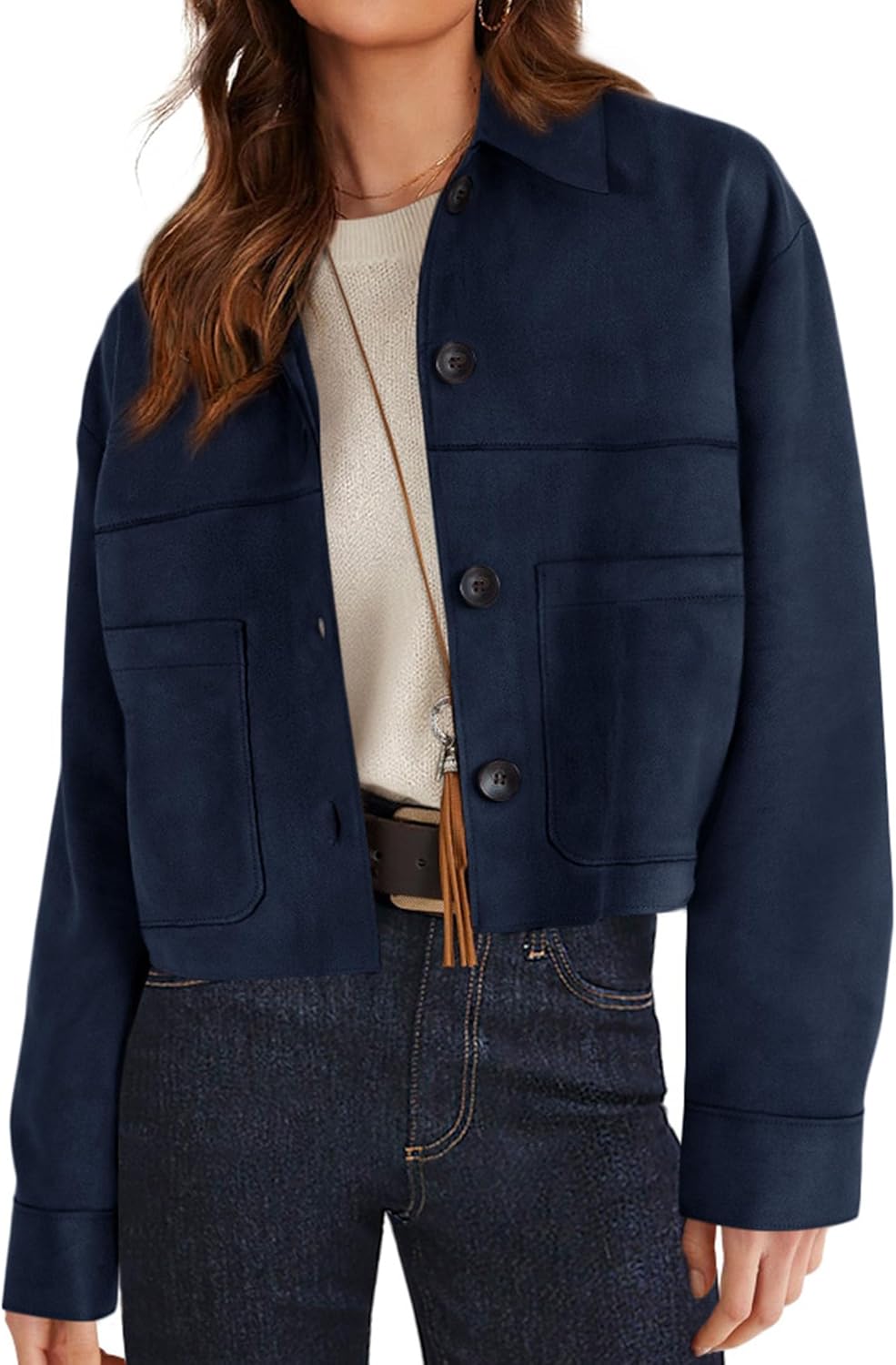 Faux Suede Cropped Jacket for Women - Stylish Fall Fashion