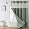 no Hook Shower Curtain and Liner Set SageGreen - Boho Tufted Chevron