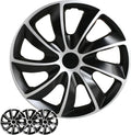 Hubcaps 4-Pack Kit 16 in Hub Caps - 2-Tone Black Silver Upgrade
