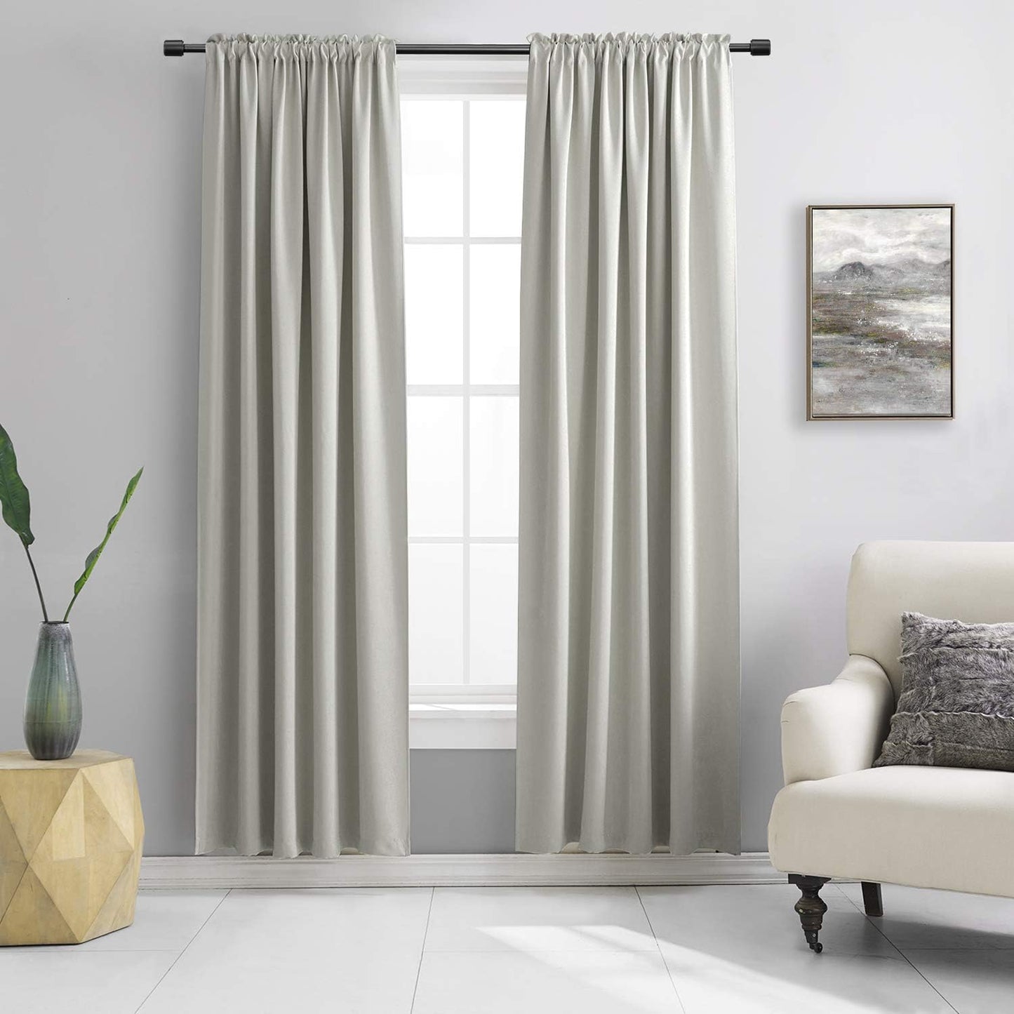 DONREN Light Grey Blackout Curtains for Bedroom - Thermal Insulated