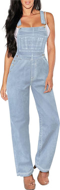 Womens Stretch Denim Jumpsuit Pants Overalls - Super Comfy