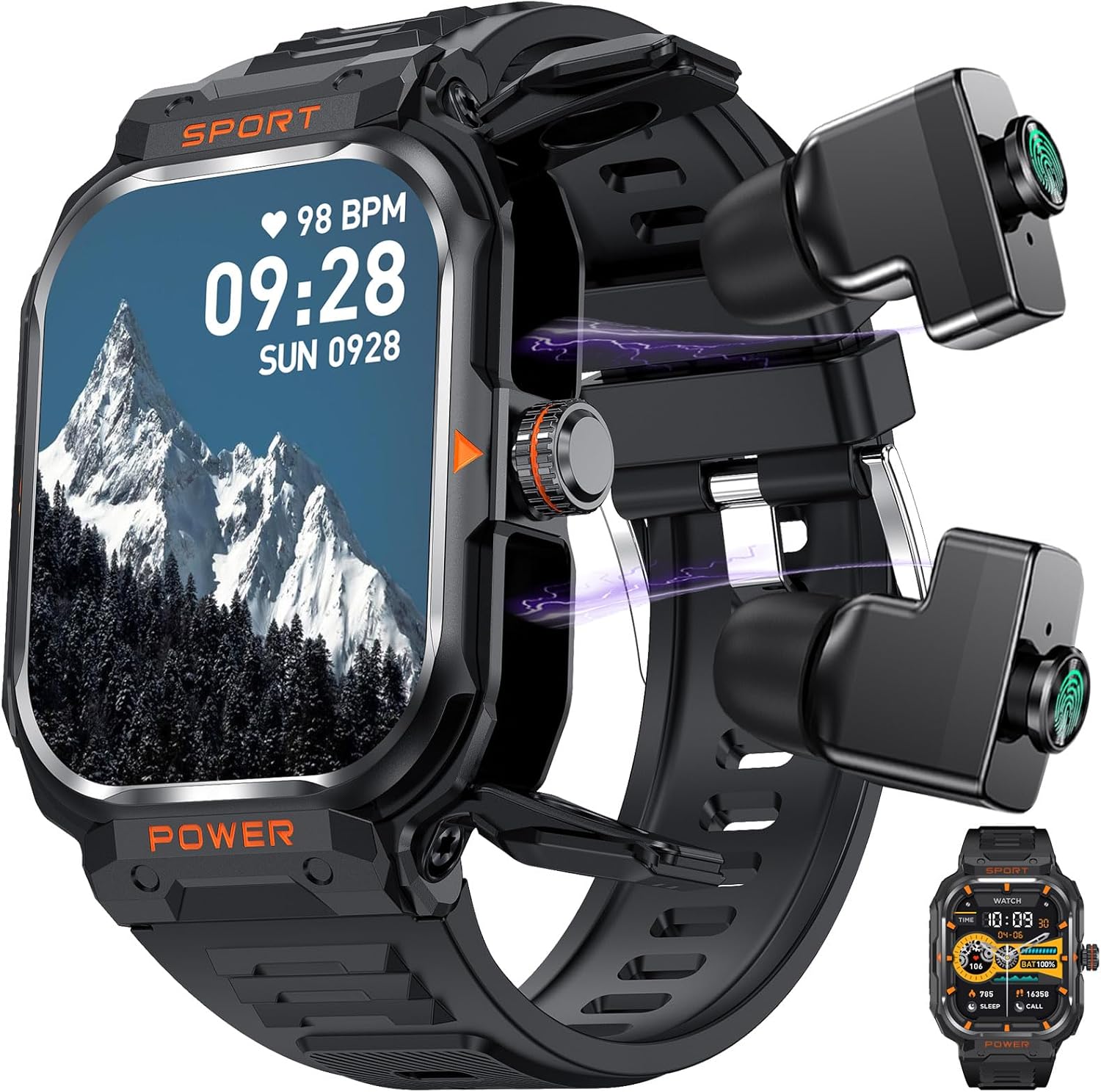 ZJX Smart Watch with Earbuds - Message & Call Notifications