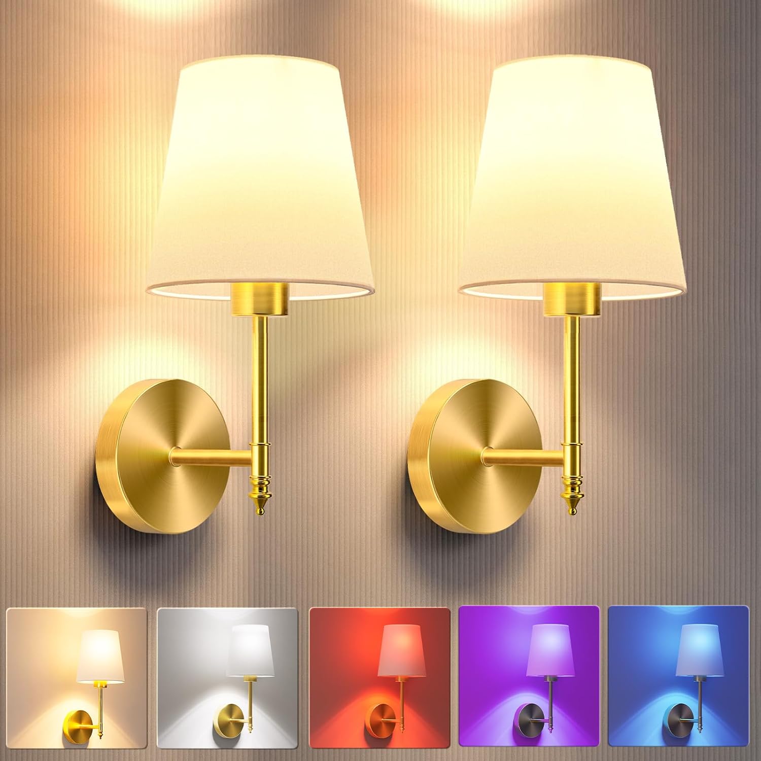 Battery Operated Wall Sconce Set of 2 for Modern Decor