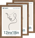 12x18 Walnut Picture Frame Set of 3 with HD Glass - Natural Brown