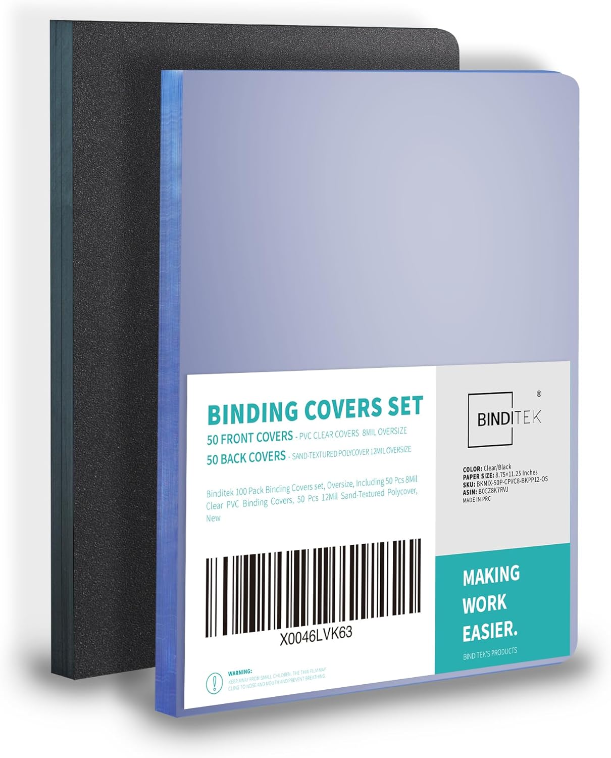 Binding Covers Set for 8.75x11.25ft Documents, 100 Pack