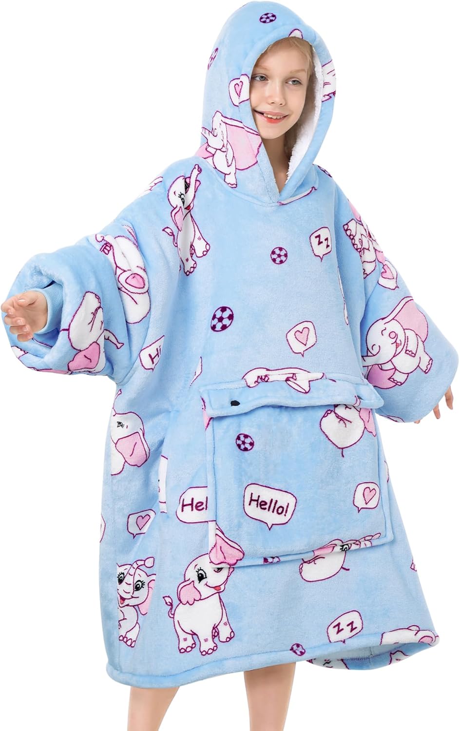 Narecte Kids Hoodie Blanket for Girls - Cozy Wearable Blanket