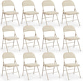 DUMOS Leather Padded Folding Chair 12 Pack - Comfortable Stackable