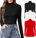 MANGOPOP Women's Mock Turtle Neck Slim Fit Short Sleeve Tee - Slim