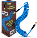 1/4 in x 25 ft Polyurethane Coiled Air Hose - Durable Recoil Design