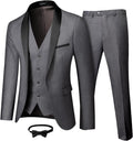 Mens 3 Piece Tuxedo Set with Bow Tie - Slim Fit Shawl Lapel One Button