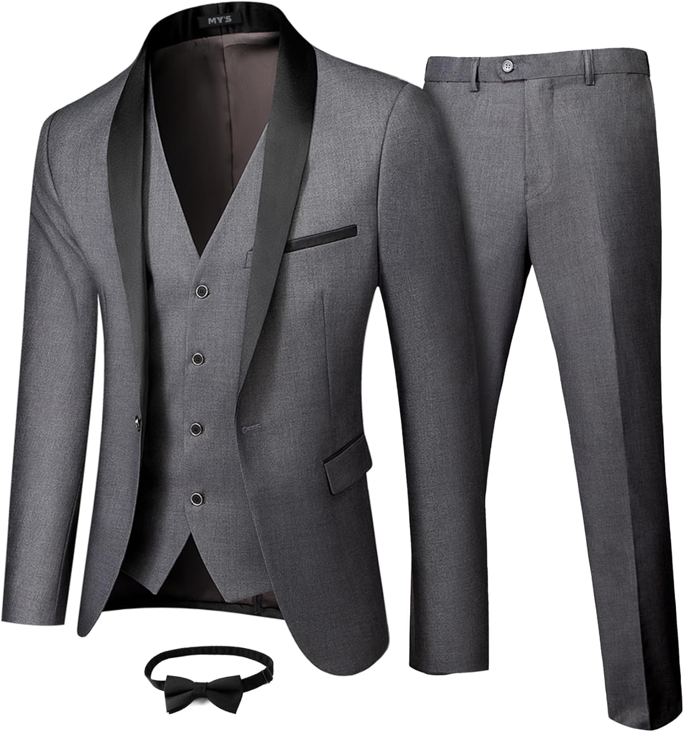 MY'S Mens 3 Piece Tuxedo Set for Weddings and Parties