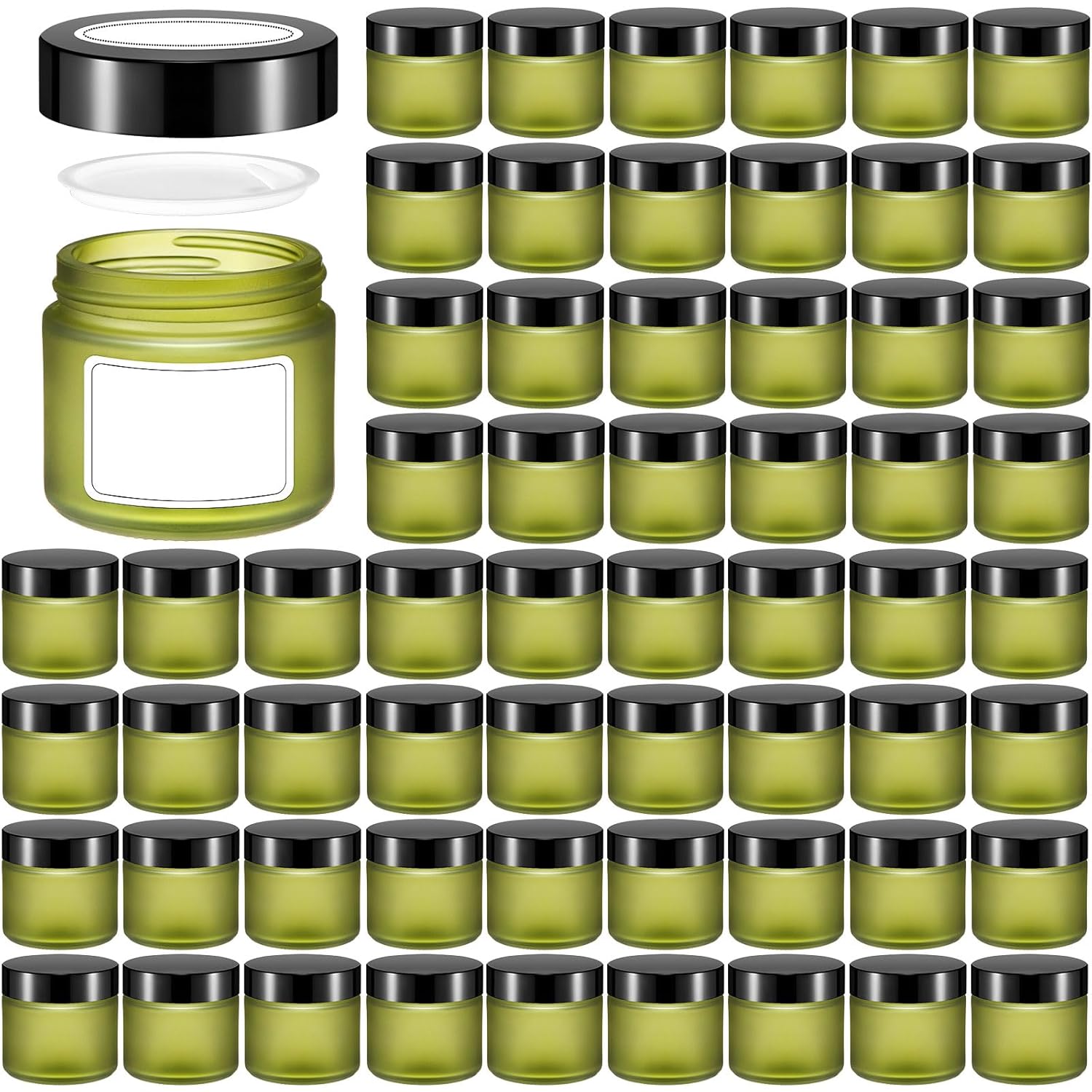 60 Pcs 2 oz Glass Jars with Lids for Travel and Storage
