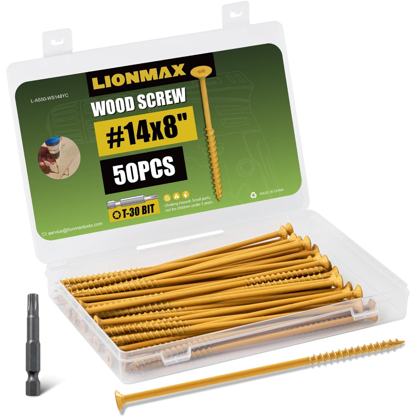 LIONMAX Deck Screws #14 x 8 Inch for Outdoor Decking Projects