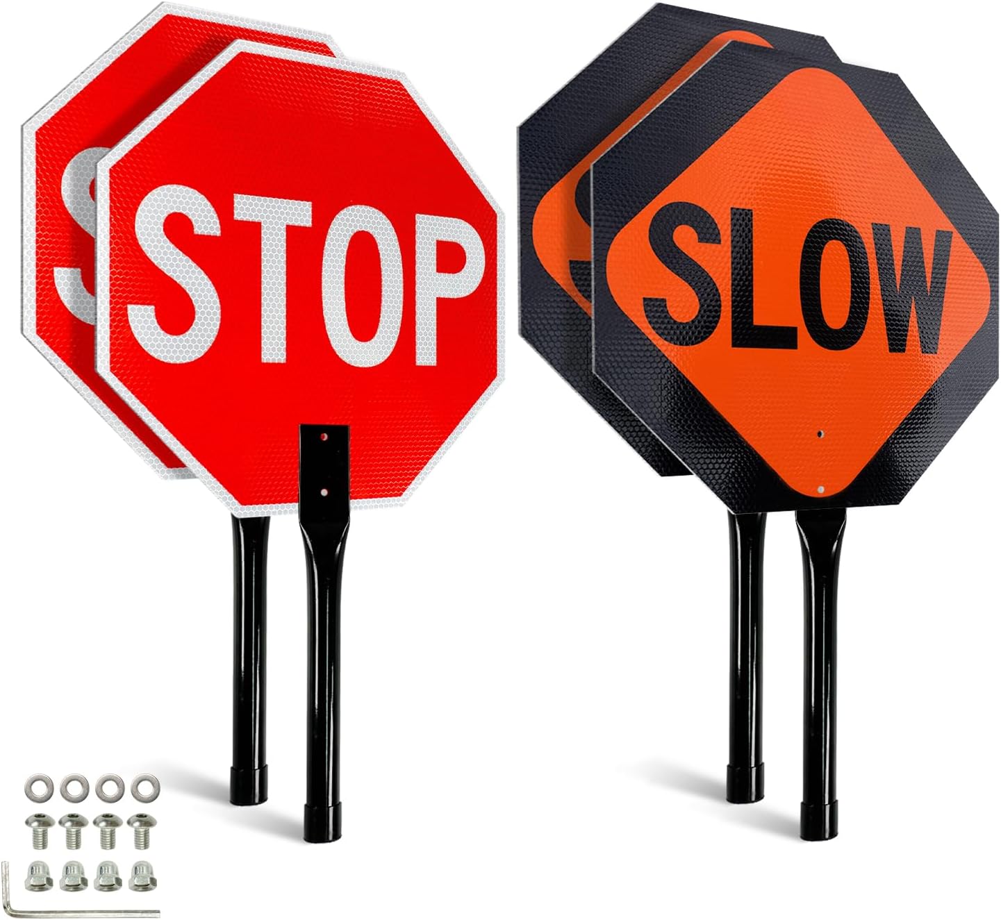 Faittoo Stop Slow Sign with Metal Handle for Traffic Control