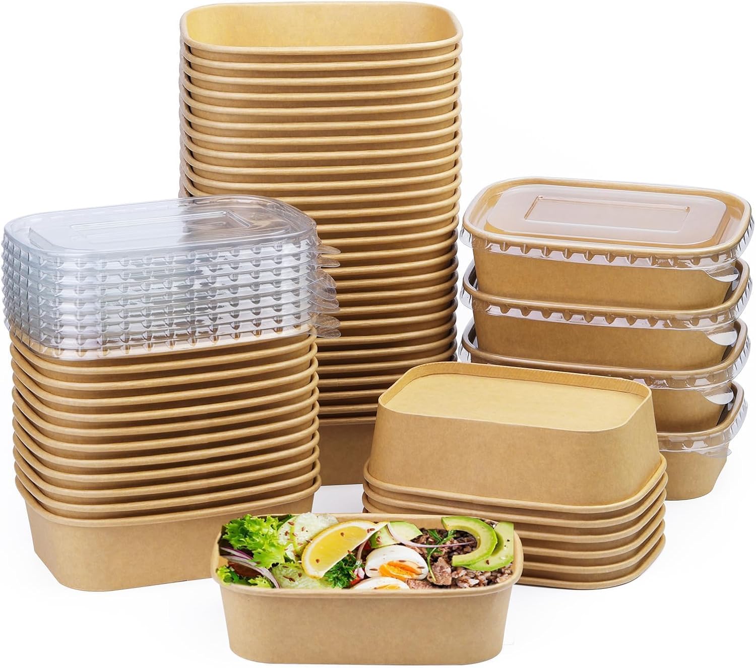 19oz Disposable Paper Salad Containers for Take Out Food