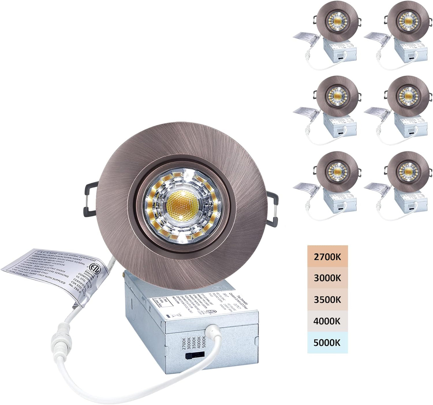 Premium Canless Recessed Gimbal Downlight with 5 CCT Options