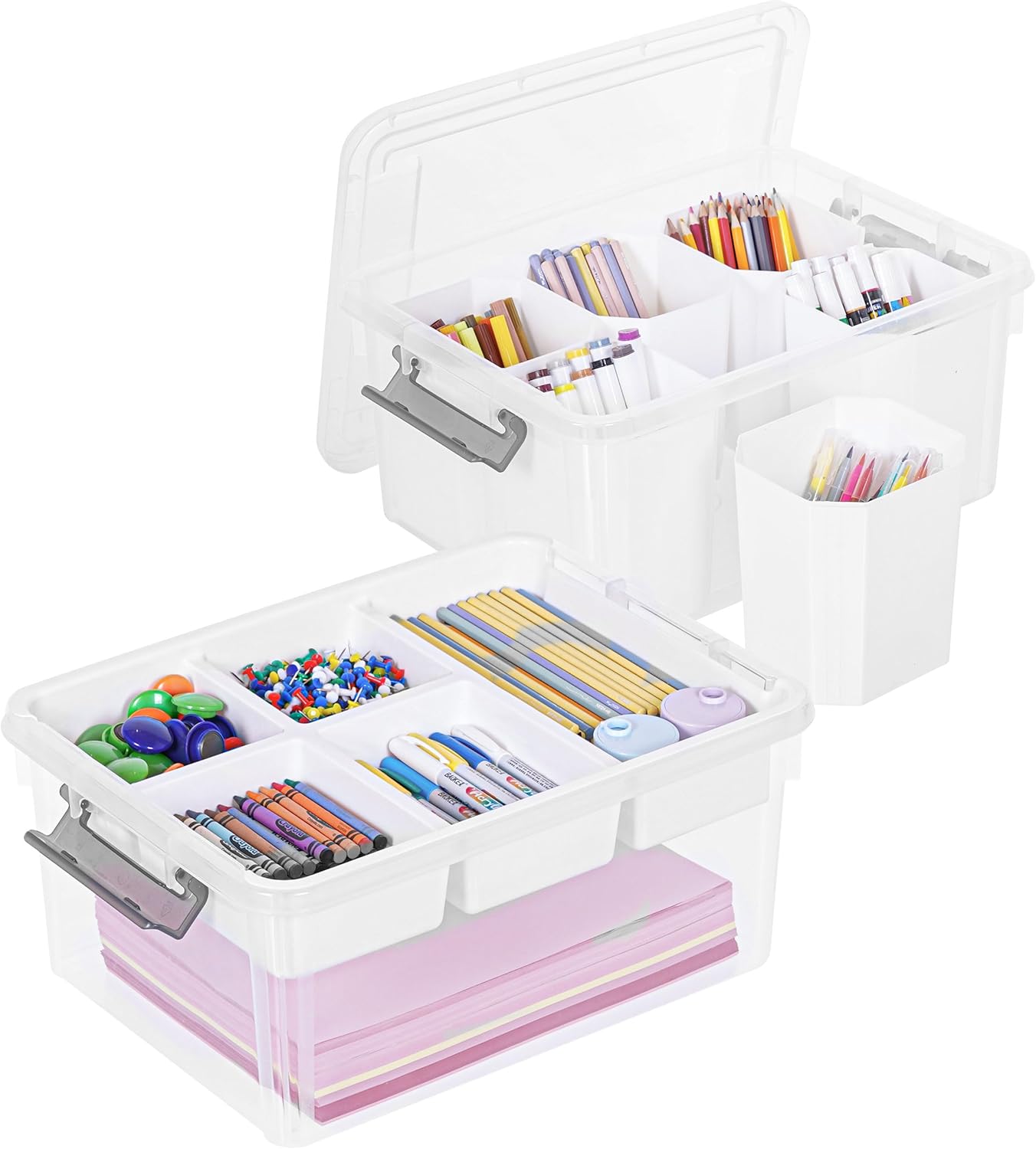 Citylife 17 QT Plastic Storage Box with Removable Tray and Inserts