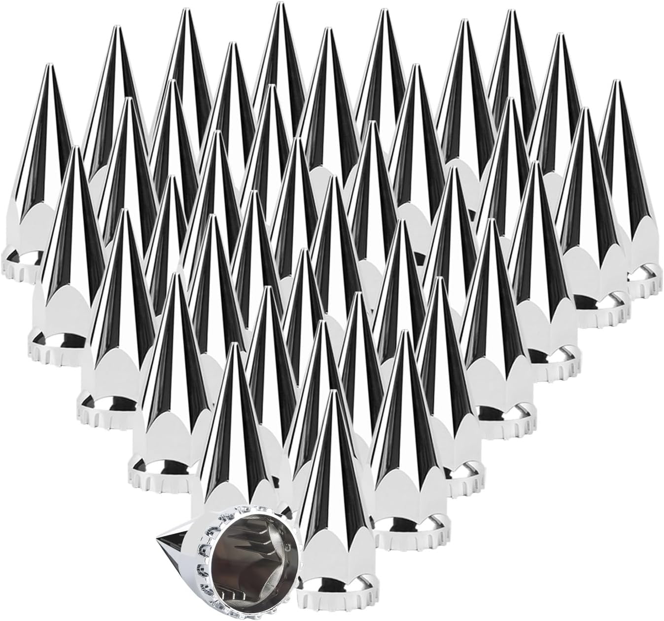 33mm x 4 3/4in Chromed Spike Lug Nut Covers for Trucks