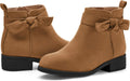 Coutgo Girls Toddler Bow Knot Ankle Boots - Comfortable (Style RWVR)