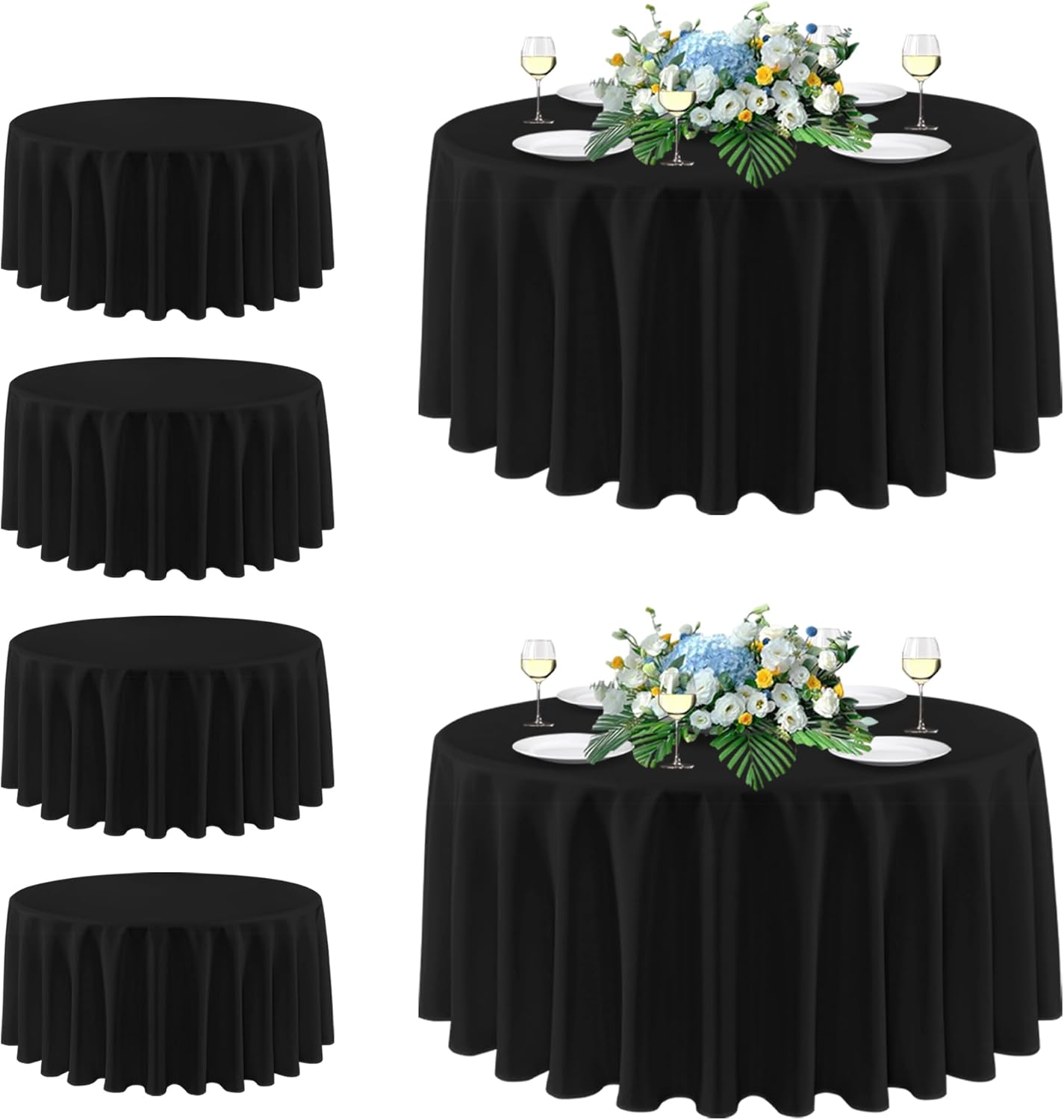 Sancua Black Round Tablecloth 108 Inch for Weddings and Parties